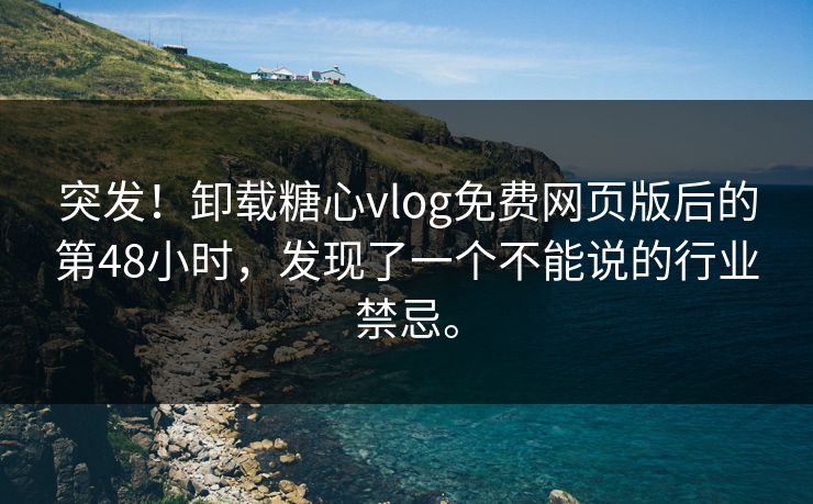 突发！卸载糖心vlog免费网页版后的第48小时，发现了一个不能说的行业禁忌。